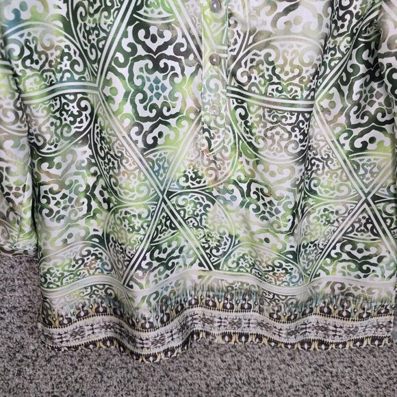 Chicos Top Womens 0 US Small Green Printed Popover Blouse 3/4 Sleeve Ladies - Picture 5 of 7